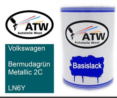 Volkswagen, Bermudagrün Metallic 2C, LN6Y: 500ml Lackdose, von ATW Autoteile West.